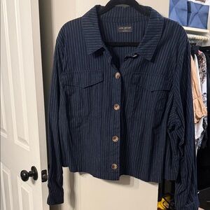 Lane Bryant Dark Blue Pinstripe Blazer